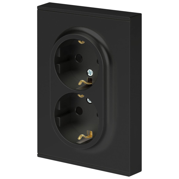 Розетка ЭРА Arktik 16-2105-05 двойная с заземлением 2X2P+E Schuko со шторками 16А-250В антрацит Б0070458