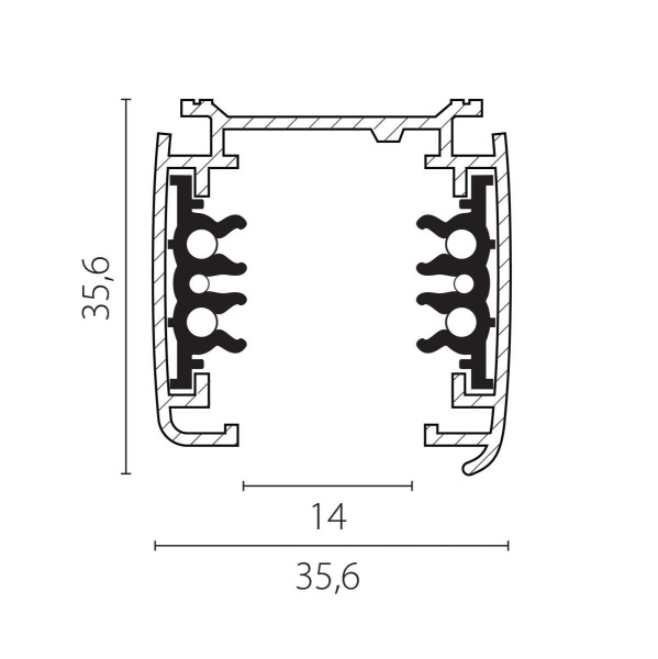 Трек шестиконтактный 3-фазный со стыковочными пазами, 2м Quattro/DALI/ Lightstar 504028-DALI