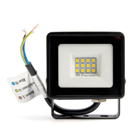 Прожектор светодиодный 2835 SMD 10W 4000K IP65  AC220V/50Hz, черный, LL-918