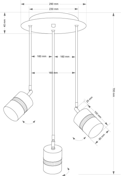 Подвесной светильник  KUTEK VESTO VES-ZW-3(P)P