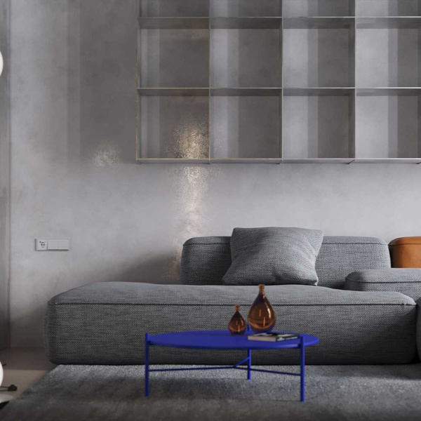 Накладка для розетки с заземлением и защитными шторками, с USB A+C, S70 (серый) Voltum VLS001016