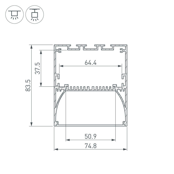 Профиль Arlight ARH-Power-W75-2000 Anod 036349