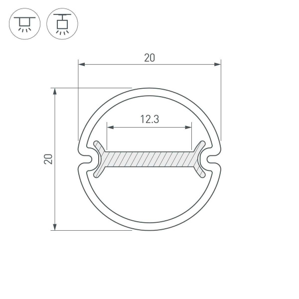 Профиль Arlight ARH-Round-D20-Dual-2000 Anod 039218