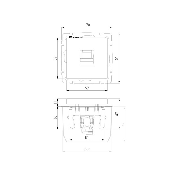 Телефонная розетка RJ-11 Werkel черный матовый WL08-RJ-11 4690389086755