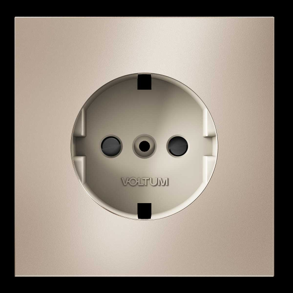 Накладка для розетки с заземлением и защитными шторками, S70 Metal (платина) Voltum VLSM000710