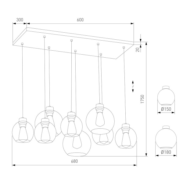 Подвесная люстра TK Lighting 2834 Cubus