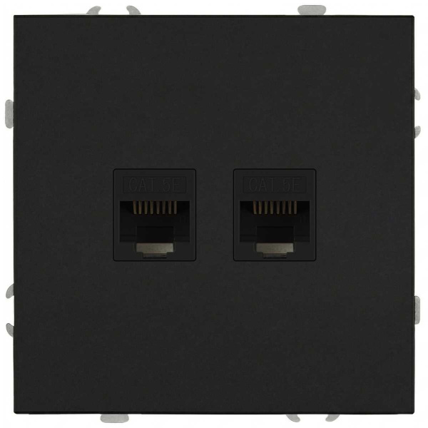 Розетка ЭРА Galaxy 15-3108-05 информационная двойная 2XRJ45 IP20 антрацит Б0070764