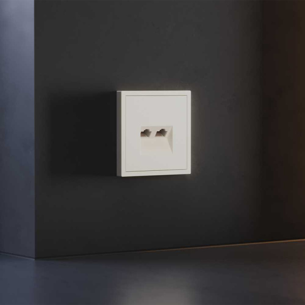 Накладка для розетки компьютерной двойной RJ45+RJ45 кат.6, S70 (хлопок) Voltum VLS001413