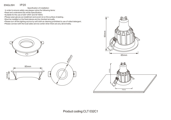 Встраиваемый светильник Crystal Lux CLT 032C1 WH