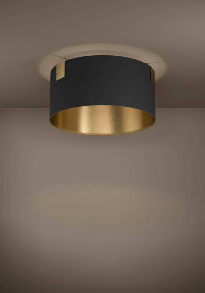 39963 Потолочный светильник TORTOLA 1, 1x40W, E27, H235, Ø450, сталь, черный, латунь/текстиль, черны