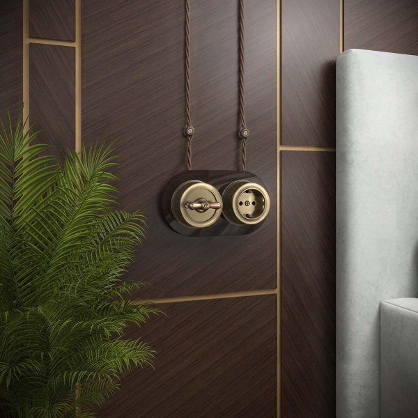 Переключатель-выключатель одноклавишный Werkel бронзовый Ретро W5712012 4690389166617