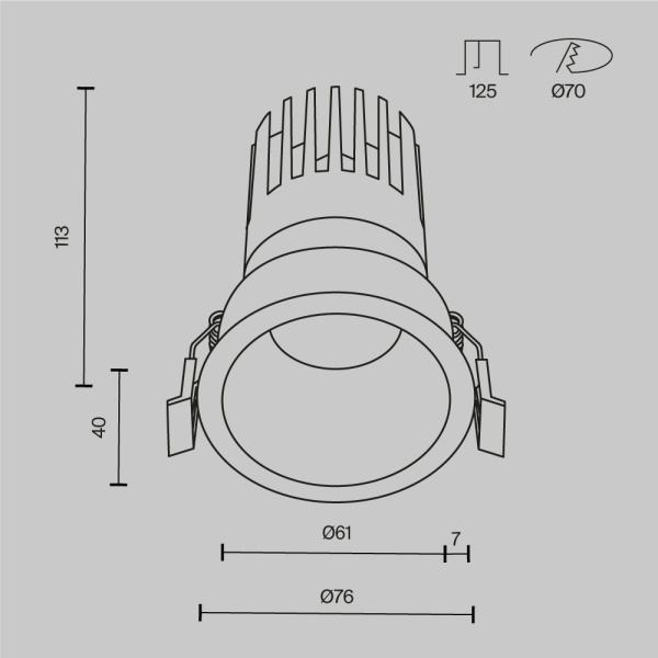 Встраиваемый светильник Maytoni Technical DL118-15W-3K-B