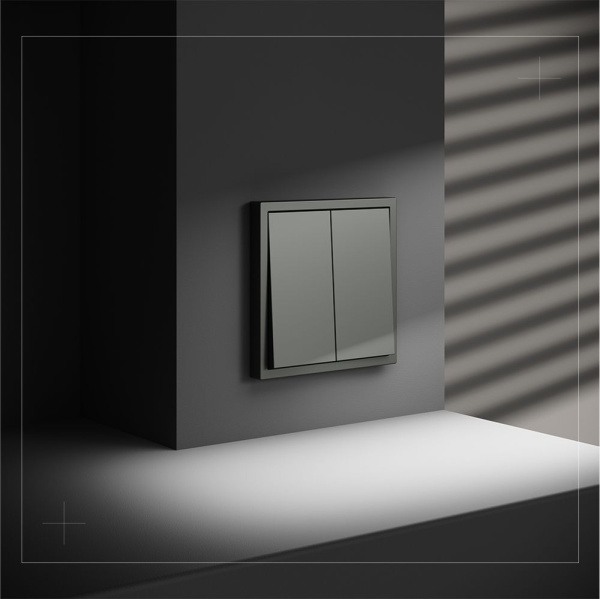 Выключатель встраиваемый Voltum S70 двухклавишный 10А, (титан) VLS020106