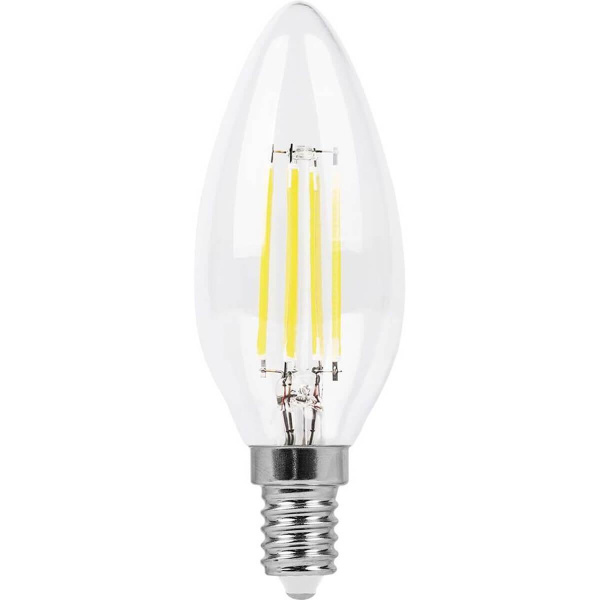 Лампа светодиодная филаментная Feron E14 7W 2700K Шар Прозрачная LB-52 25874