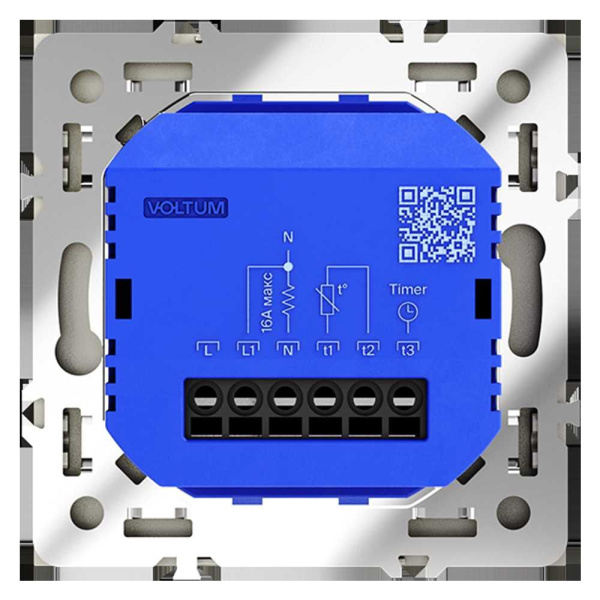 Терморегулятор электронный Voltum S70 с индикацией и датчиком, для теплого пола, (шелк) VLS070104