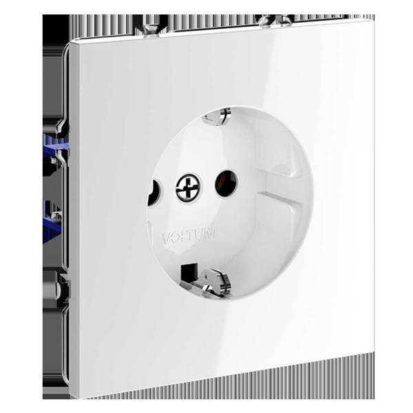 Розетка встраиваемая Voltum S70 с заземлением 16А, (белый глянцевый) VLS040101