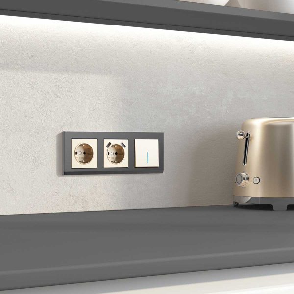 Выключатель Werkel одноклавишный с подсветкой шампань W1110111 4690389157080