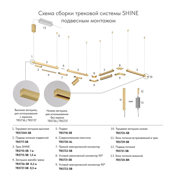 Подвод питания Denkirs Shine Base TR5721-SB