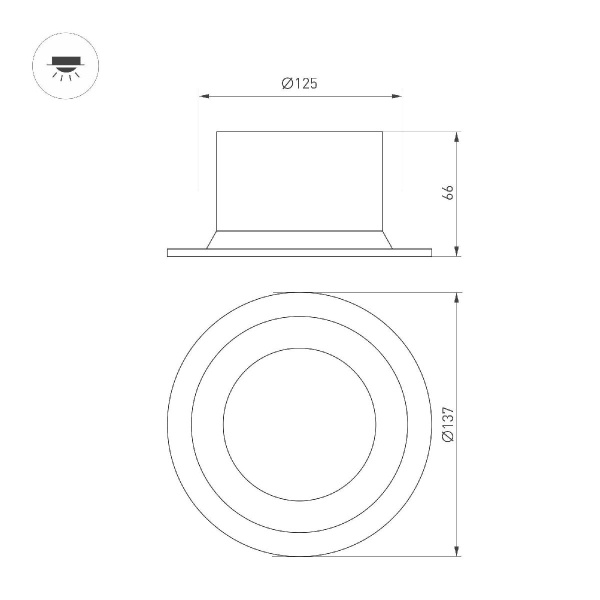 Встраиваемый светодиодный светильник Arlight MS-DROP-BUILT-R137-24W Warm3000 041499