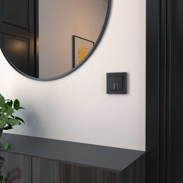 Выключатель Werkel Hammer двухклавишный проходной с подсветкой черный W1222108 4690389162640