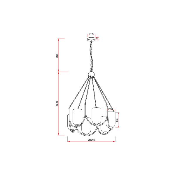 Подвесная люстра Vele Luce Fiamma VL5812P06