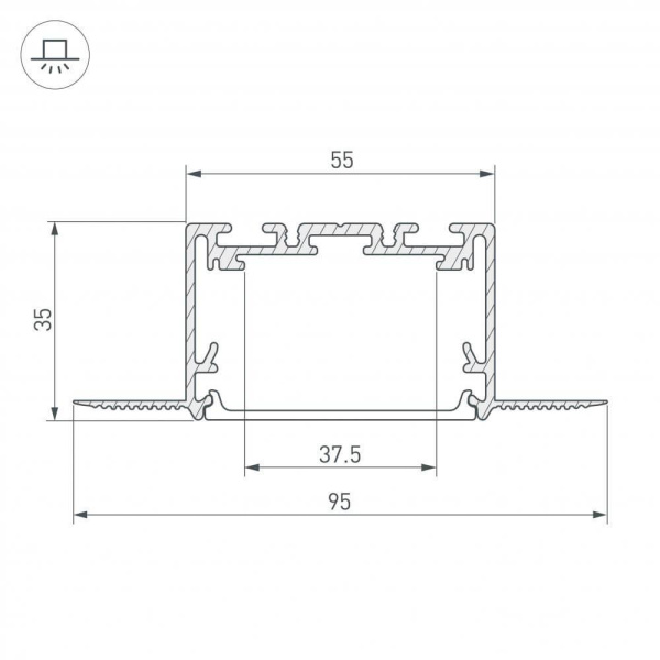 Профиль Arlight SL-Linia55-Fantom-2500 Seamless Anod 029507