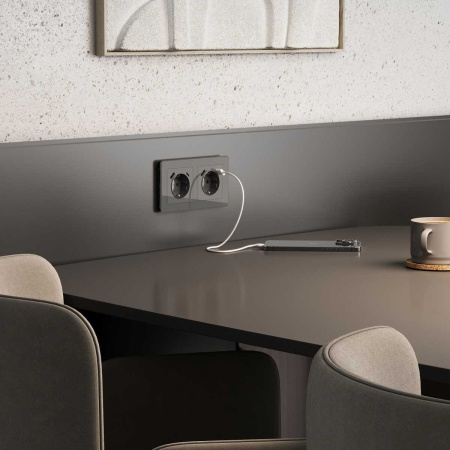 Розетка с заземлением, шторками и USB тип A+C Werkel графит акрил W1171744 4690389197536