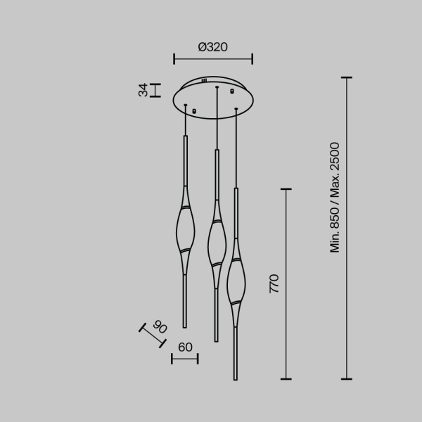 Подвесной светодиодный светильник Modelux Modestyle MS.88921.3 CH