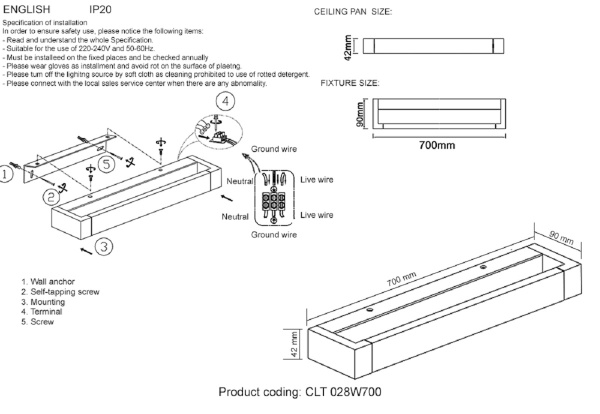 Настенный светодиодный светильник Crystal Lux CLT 028W700 BL