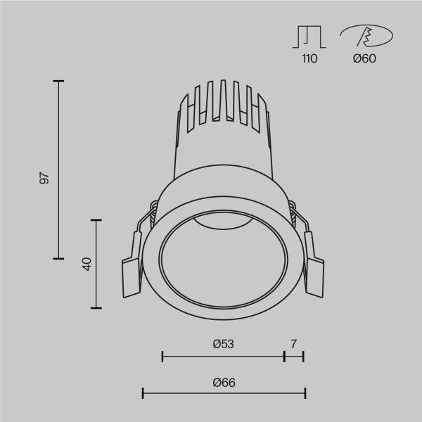 Встраиваемый светильник Maytoni Technical Dip DL116-10W-2.7K-B