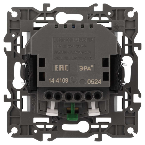 Розетка ЭРА Elegance 14-4109-01М 2P+E 16A-250В штор. с 2xUSB 5В-3А белый матовый Б0065773