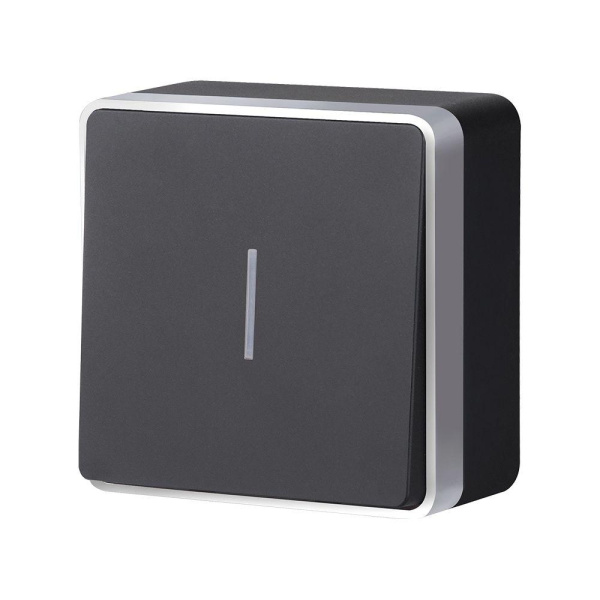 W5010134/ Выключатель одноклавишный с подсветкой Gallant (черный с серебром)