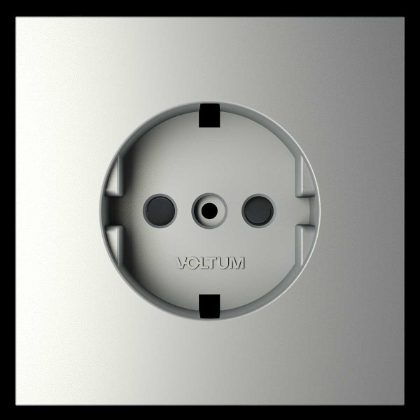 Накладка для розетки с заземлением и защитными шторками S70 (сталь) Voltum VLS000705