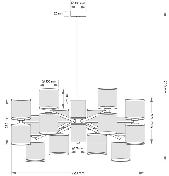 Подвесной светильник KUTEK ERBA ERB-ZW-8(BN/3)BB