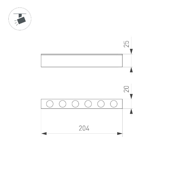 Светильник MAG-DOTS-25-L200-6W Day4000 (WH, 30 deg, 24V) Arlight 050050