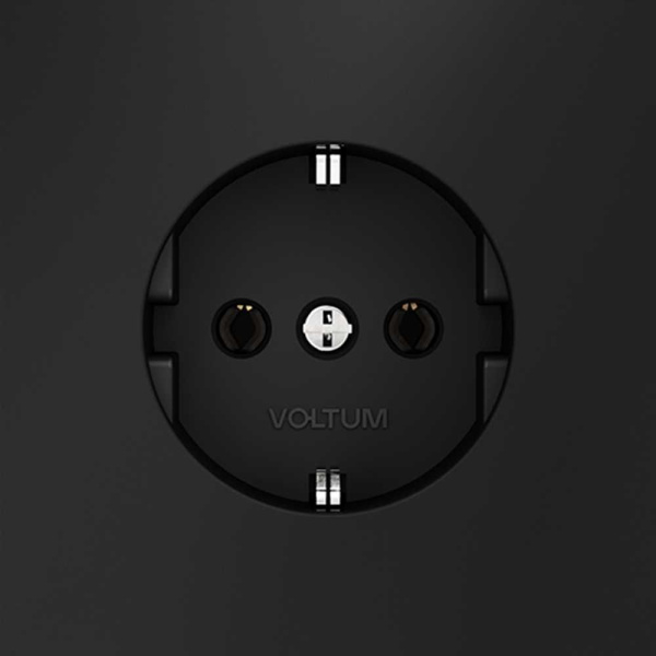 Розетка встраиваемая Voltum S70 с заземлением 16А, (черный матовый) VLS040108