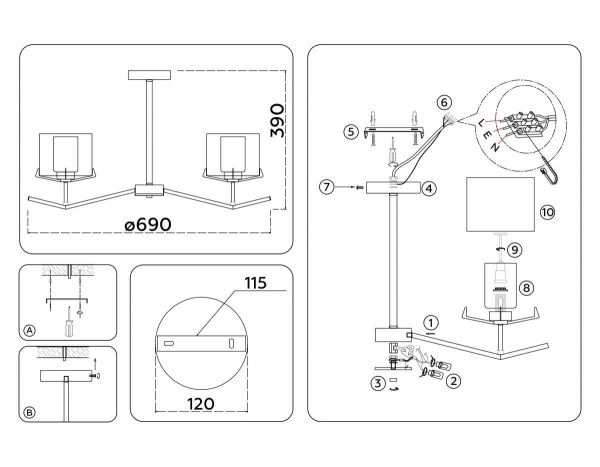 Потолочная люстра Ambrella Light High Light Modern LH57001