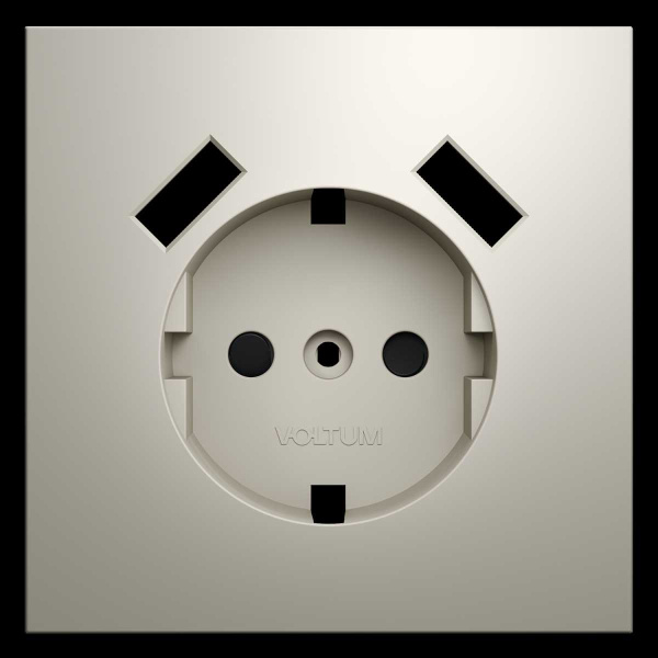 Накладка для розетки с заземлением и защитными шторками с USB A+A S70 (кашемир) Voltum VLS000903