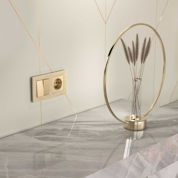 Выключатель двухклавишный проходной Werkel шампань W1122011 4690389157141