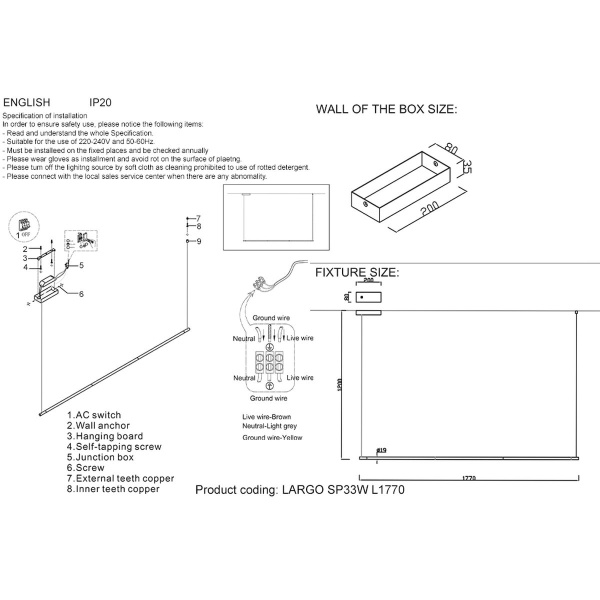 Подвесной светодиодный светильник Crystal Lux Largo SP33W L1770 Gold