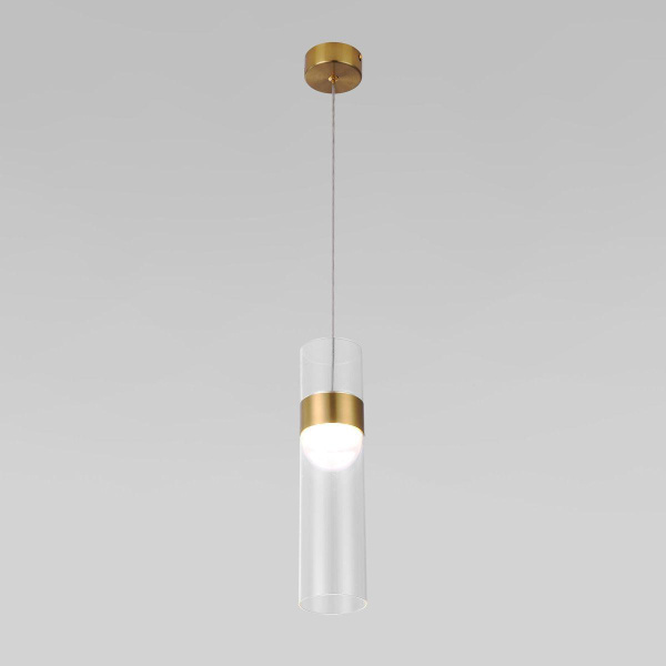 Подвесной светодиодный светильник Eurosvet Lumen 50244/1 Led латунь/прозрачный