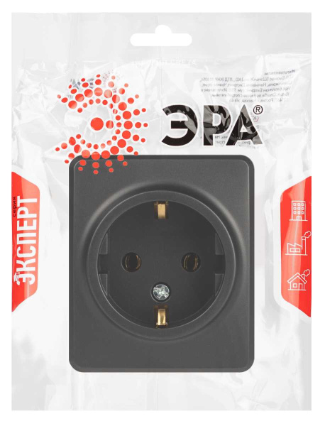 Розетка ЭРА Эксперт 11-2203-05 2P+E Schuko IP20 16A-250В ОУ антрацит Б0063008