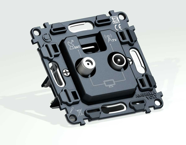 Механизм розетки TV оконечной + SAT 5-862MHz 3.5dB/950-2150MHz 3.5dB AMBRELLA VOLT VM VM217