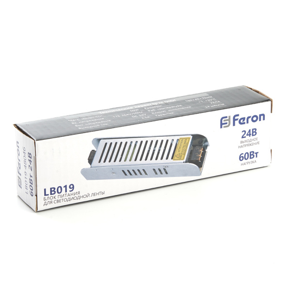 Блок питания для светодиодной ленты Feron 24V 60W IP20 2,5A LB019 48046