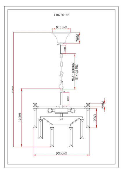 Подвесная люстра Moderli Crystal V10736-4P