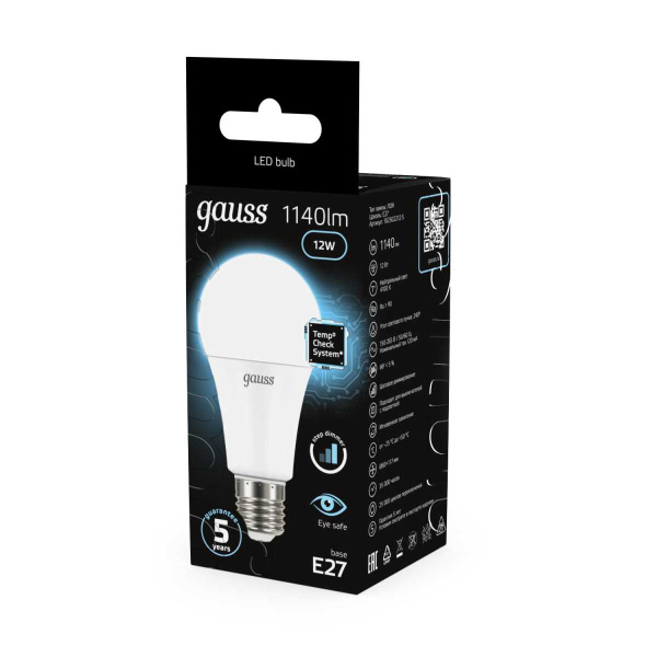 Лампа светодиодная Gauss E27 12W 4100K матовая 102502212