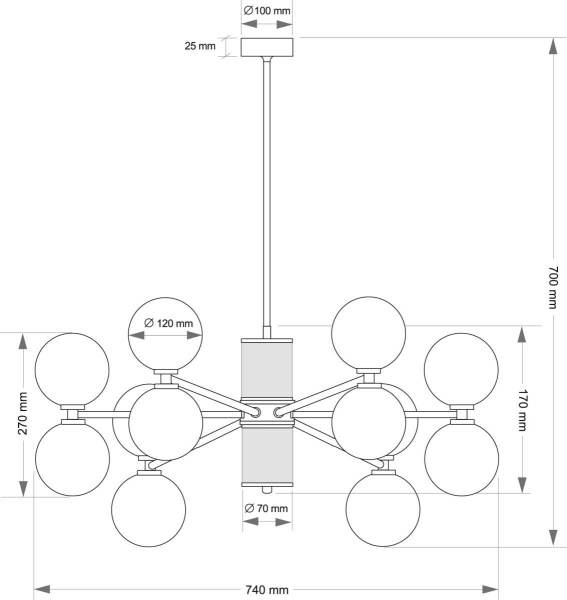 Подвесной светильник KUTEK ERBA ERB-ZW-6(ZM/3)BB