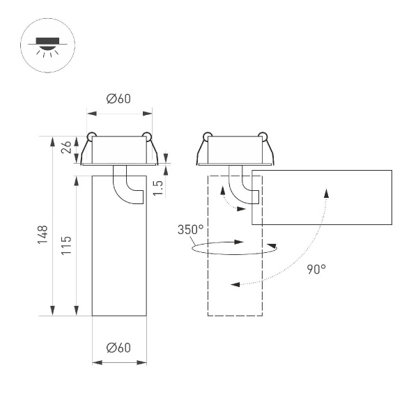 Светильник SP-GABI-BUILT-FLAP-R60-12W Day4000 (WH, 60 deg, 230V) Arlight 052356