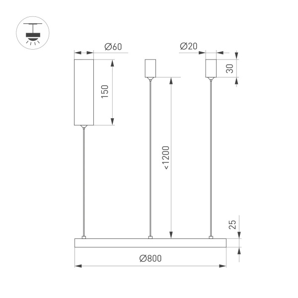Подвесной светодиодный светильник Arlight SP-Congo-Mult-1-R800-42W Warm3000 046250