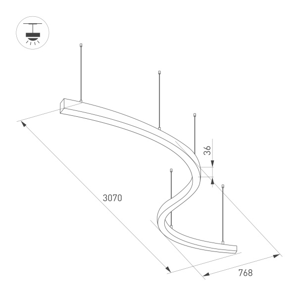 Подвесной светодиодный светильник Arlight SP-Line-Hang-Arc-S3535-D1500-124W Day4000 034057(1)